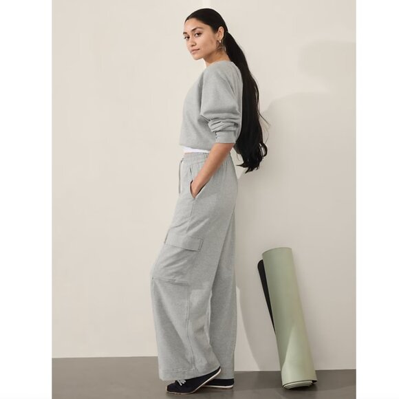 ATHLETA Retroterry High Rise Wide Leg Cargo Pant Gray Grey Size XL NWT - Picture 5 of 7